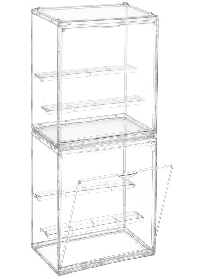 YEXEXINM 2 Pack 3 Layer Adjustable Figure Display Case, Acrylic Display Case for Collectibles,Clear Acrylic Display Case Stackable Display Box Showcase with Magnetic Door for Action Figures, Funko - Image 1